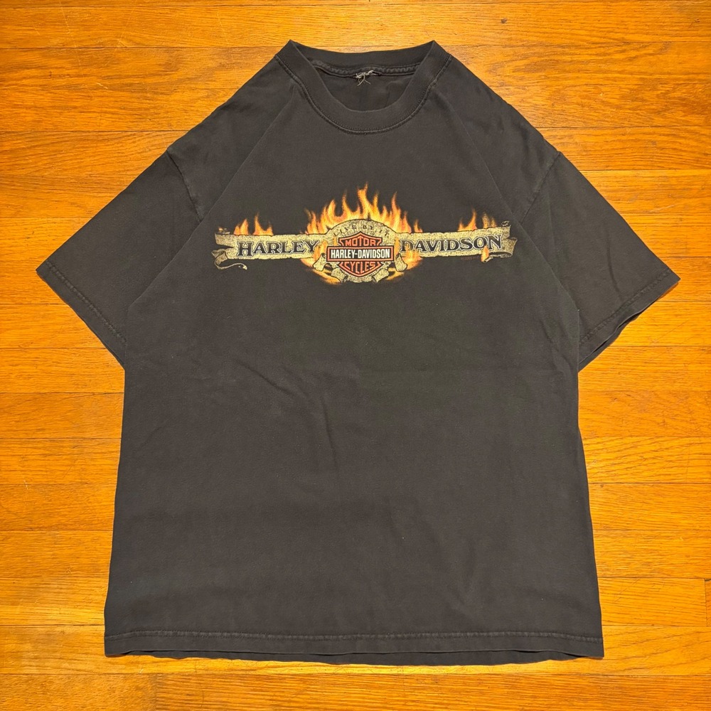 Y2K Harley Davidson Flame Graphic Tshirt Men's Large Reading Pa